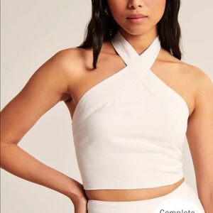 Abercrombie and Fitch linen blend white set top and bottom